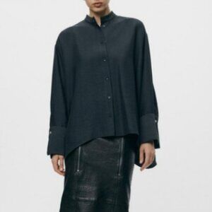 Zara. OVERSIZED FRENCH CUFF SHIRT ZW COLLECTION